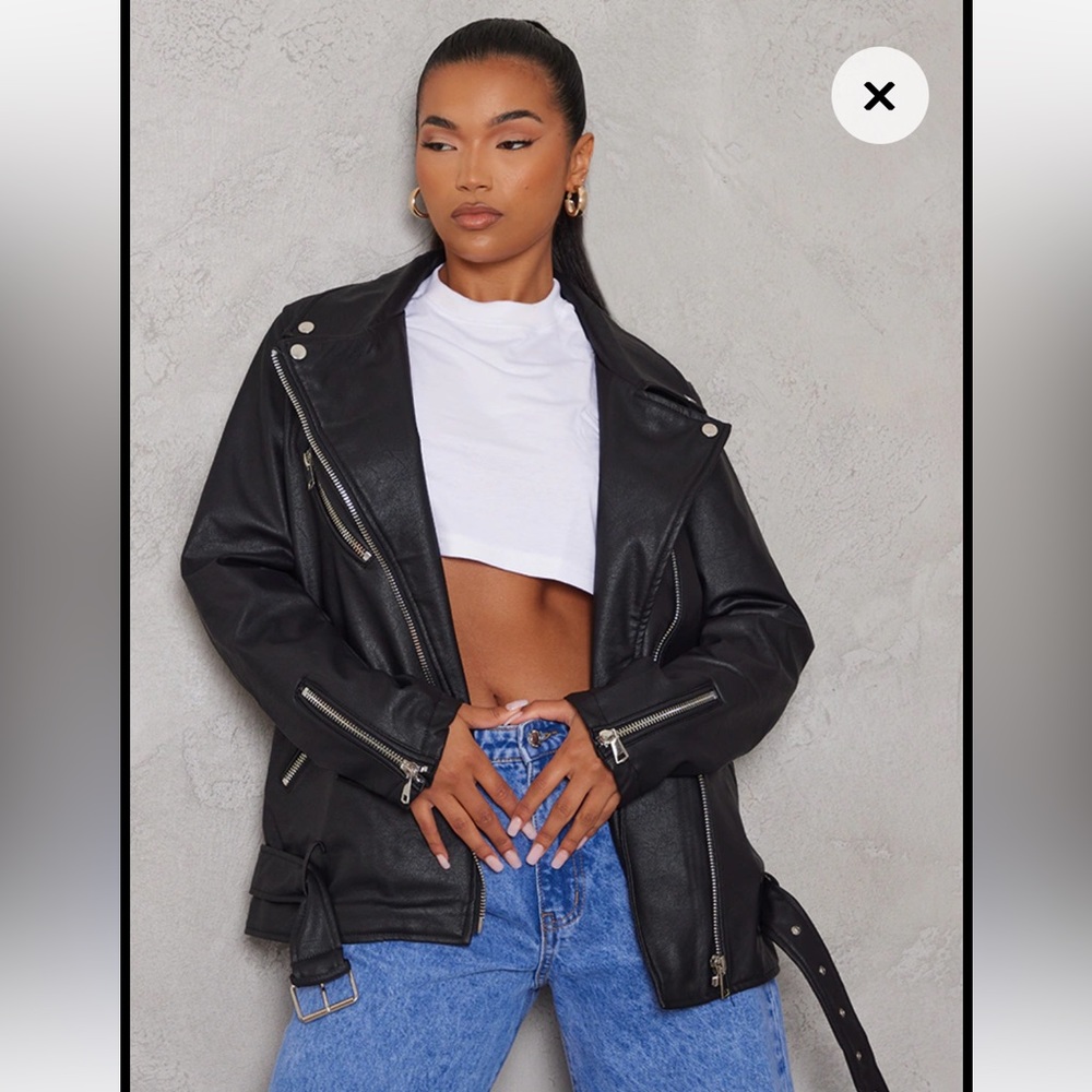 Oversized faux leather biker NWT